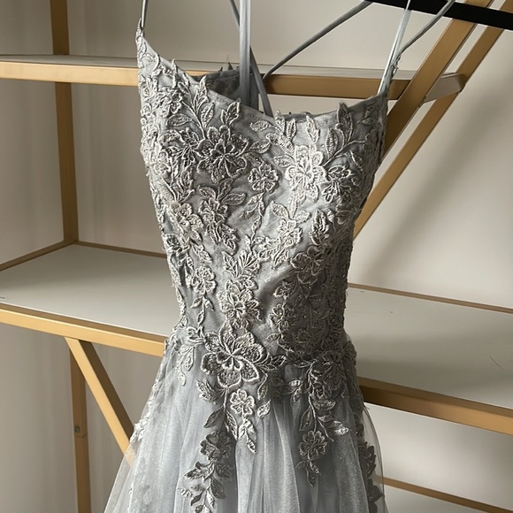 COPY - La Femme Floral Embroidered Tulle Gown - Picture 3 of 5